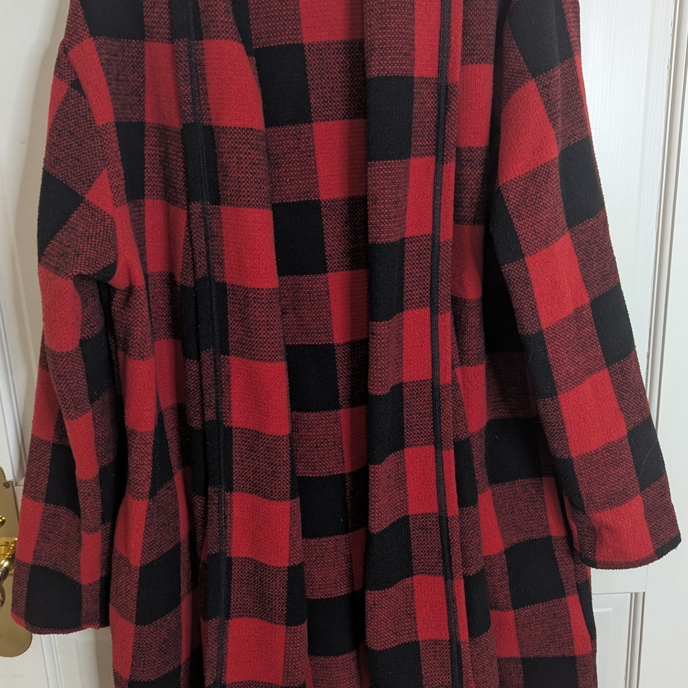 Plaid Red and Black Women's Coat